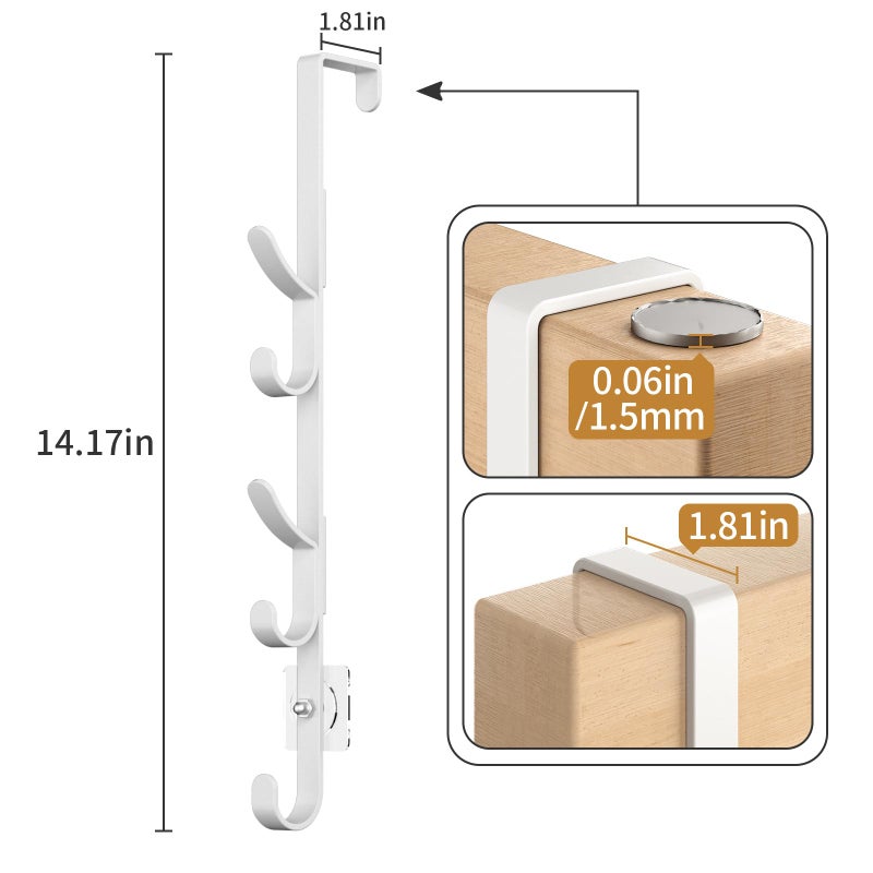 Kaiferty Over The Door Hooks  Metal Door Hooks for Hanging  Over The Door Purse Organizer for Door Coat Hanger  Back of Shower Door Hooks for Hanging Towel Rack Clothes  Hat  Bathroom  Closet (White-2Packs) - Image 4